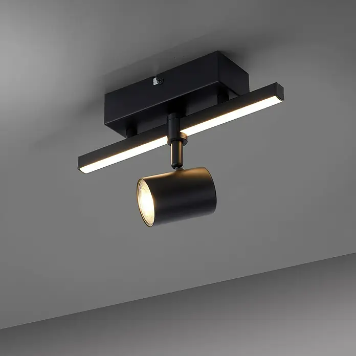 Paul Neuhaus LED-Wand- & Deckenstrahler Barik - 7,5 W, L x B x H: 25,55 x 14 x 16 cm, Schwarz, Warmweiß - Stimmungsaufnahme
