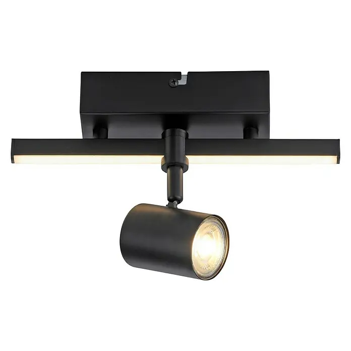 Paul Neuhaus LED-Wand- & Deckenstrahler Barik - 7,5 W, L x B x H: 25,55 x 14 x 16 cm, Schwarz, Warmweiß - Vorderansicht