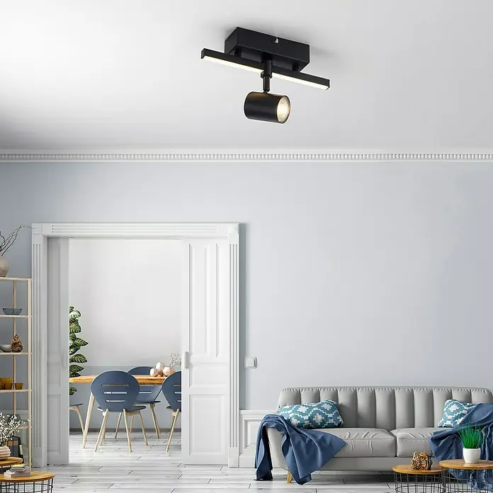 Paul Neuhaus LED-Wand- & Deckenstrahler Barik - 7,5 W, L x B x H: 25,55 x 14 x 16 cm, Schwarz, Warmweiß - Stimmungsaufnahme
