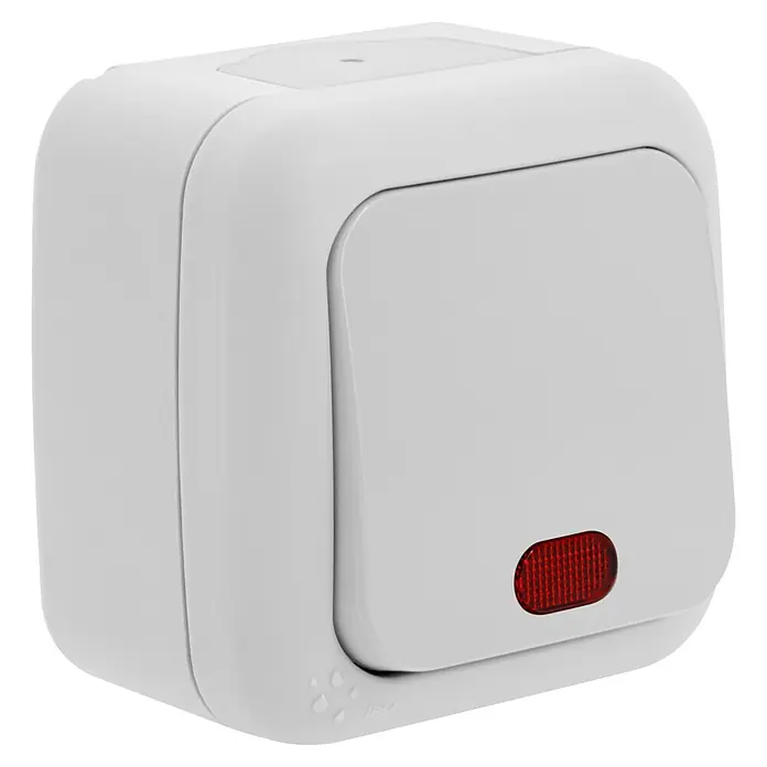 Ibelec Viko Pulsador para estancias con humedad con luz - Blanco, Plástico, 16 A, En pared, IP54 - Vista angular