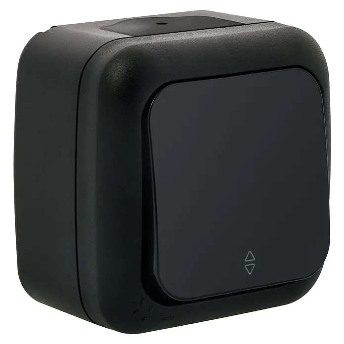 Ibelec Viko Conmutador para estancias con humedad - Negro, En pared, IP54 - Vista angular