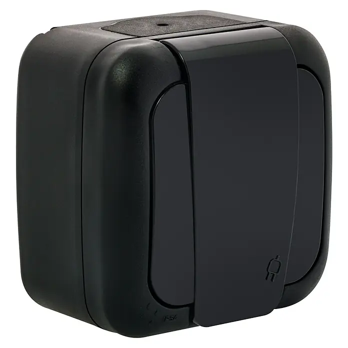 Ibelec Viko Enchufe para estancias con humedad - x 1, En pared, IP54, Negro - Vista angular