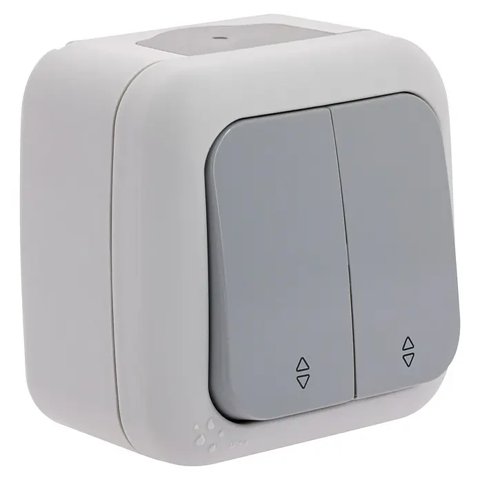 Ibelec Viko Conmutador doble para estancias con humedad - Gris, Plástico, 16 A, En pared, IP54 - Vista angular