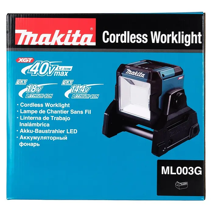 Makita LED-Akkustrahler ML003G - 18 V - 40 V, Ohne Akku - Vorderansicht