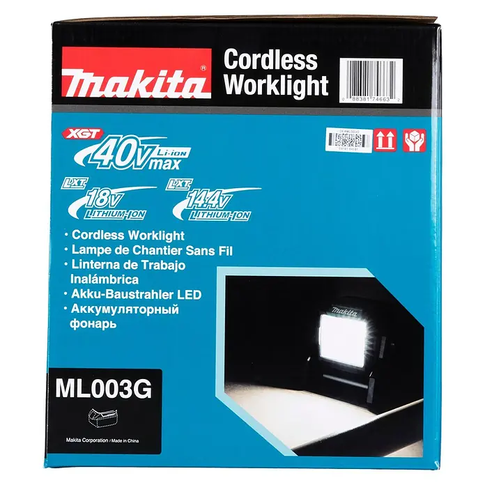 Makita LED-Akkustrahler ML003G - 18 V - 40 V, Ohne Akku - Vorderansicht