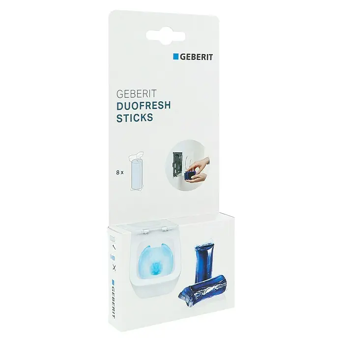 Geberit WC-Reiniger Duofresh Sticks - 8 Stk., Geberit Unterputz-Spülkasten, Geberit Spülkasten-Einschub, Villeroy & Boch Subway 2.0 Spülrandloses Wand-WC-Set ViFresh - Diagonale Ansicht