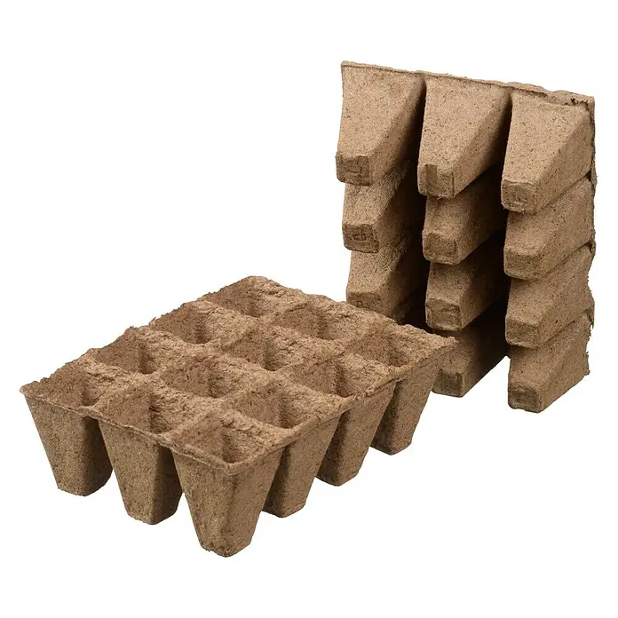 Nature Kweekpot - 4 x 4 x 5 cm, Bruin, 6 stk. - Diagonaal zicht