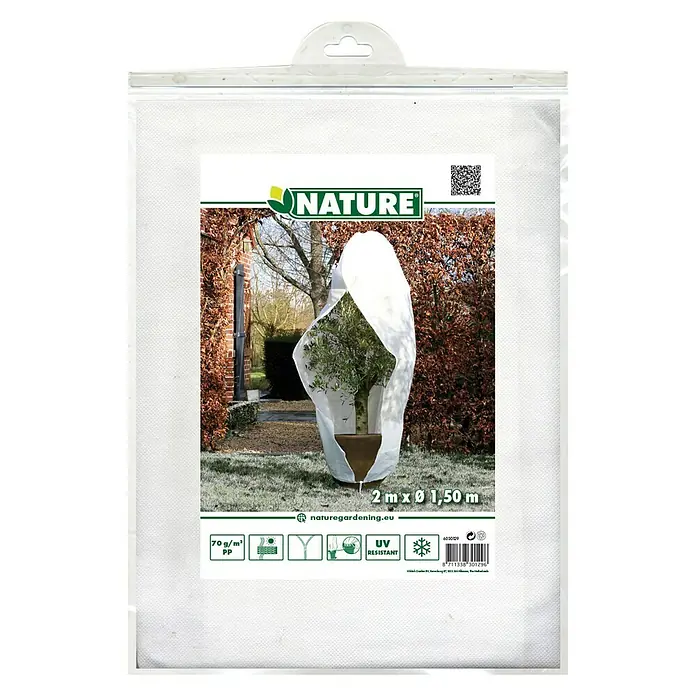 Nature Vliesdoek met ritssluiting - Ø x l: 150 x 200 cm, Wit - Vooraanzicht