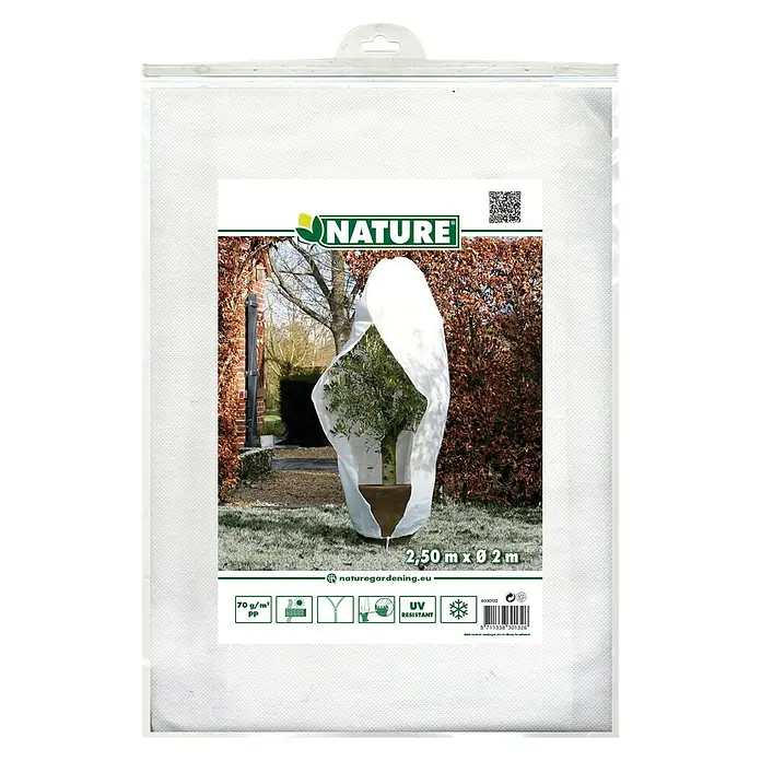 Nature Vliesdoek met ritssluiting - Ø x l: 200 x 250 cm, Wit - Vooraanzicht