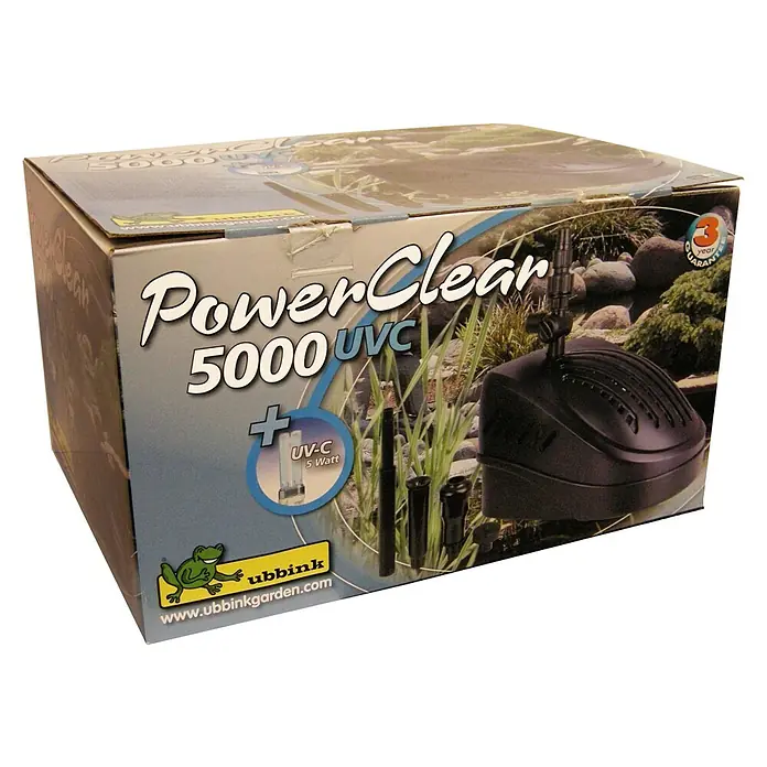 Ubbink Vijverpomp PowerClear® 5000 + UVC - 30 W, Waterdoorvoer per uur: 1.300 l - Diagonaal zicht