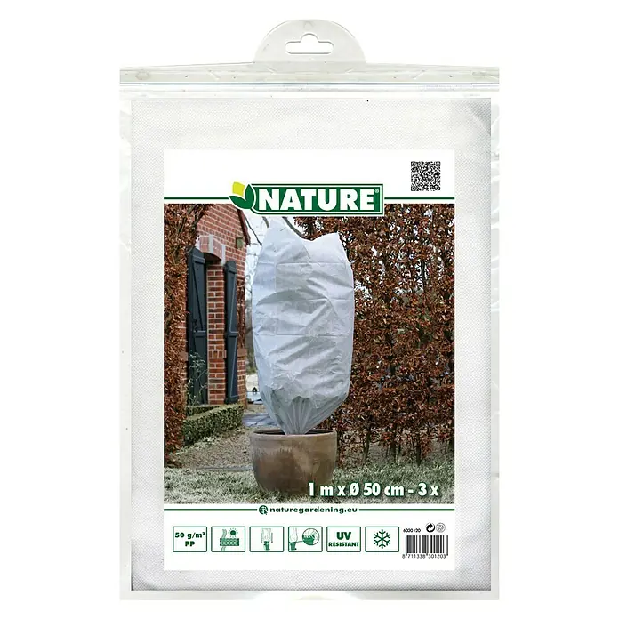 Nature Wintervlies set à 3 stuks - Ø x l: 50 x 100 cm, Wit - Vooraanzicht