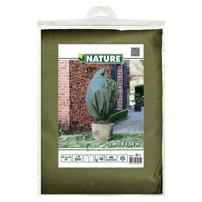 Nature Vliesdoek met ritssluiting - Ø x l: 150 x 200 cm, Groen - Vooraanzicht