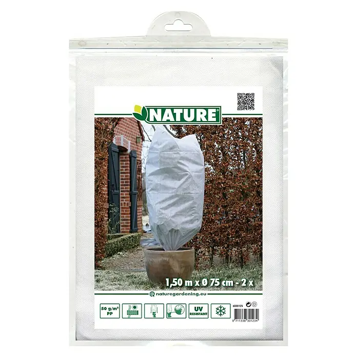 Nature Wintervlies set à 2 stuks - Ø x l: 75 x 150 cm, Wit - Vooraanzicht