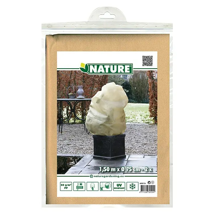 Nature Wintervlies set à 2 stuks - Ø x l: 75 x 150 cm, Beige - Vooraanzicht