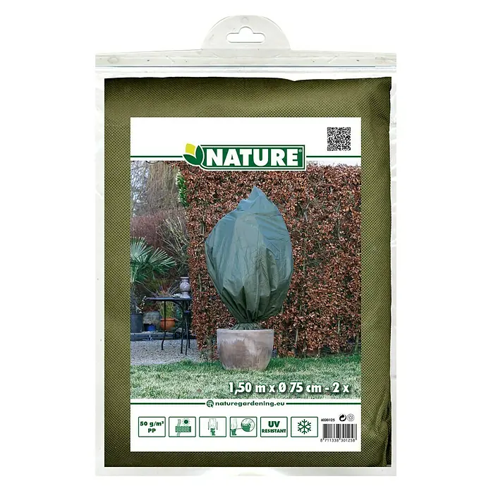 Nature Wintervlies set à 2 stuks - Ø x l: 75 x 150 cm, Groen - Vooraanzicht