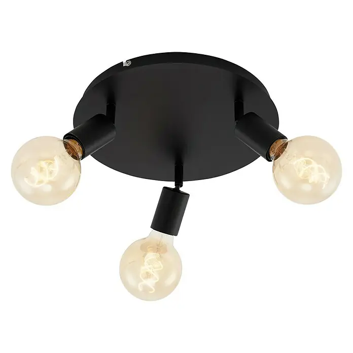 Briloner Pearl Plafón redondo - 3 ud., 180 W, Ø x Al: 30 x 8 cm, Negro, Negro, E27 - Vista ascendente