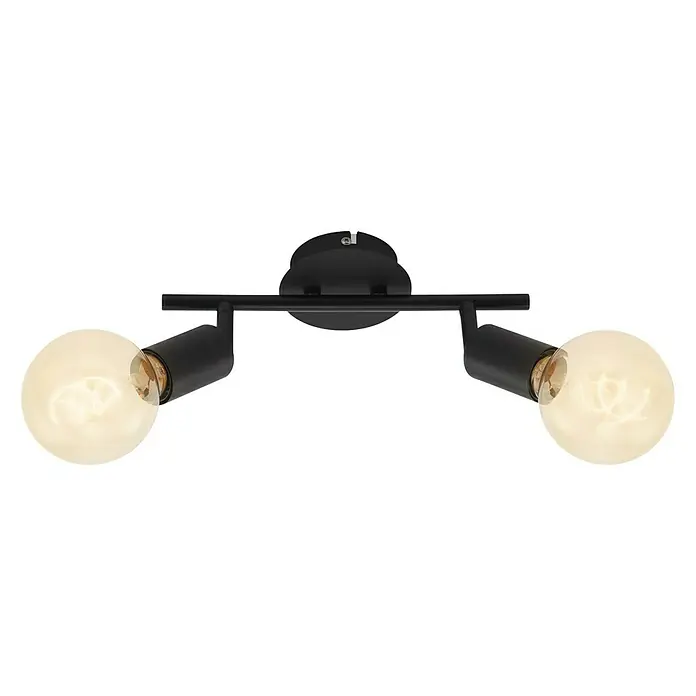 Briloner Pearl Regleta - 2 ud., 120 W, L x An x Al: 27,5 x 18 x 10,5 cm, Negro, Negro, E27 - Vista frontal