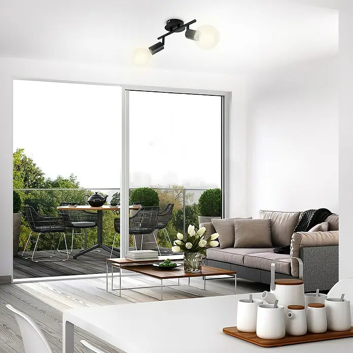 Briloner Pearl Regleta - 2 ud., 120 W, L x An x Al: 27,5 x 18 x 10,5 cm, Negro, Negro, E27 - Foto ambiente