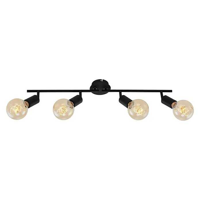 Briloner Pearl Regleta - 4 ud., 240 W, L x An x Al: 69,5 x 10 x 10,5 cm, Negro, Negro, E27 - Vista frontal