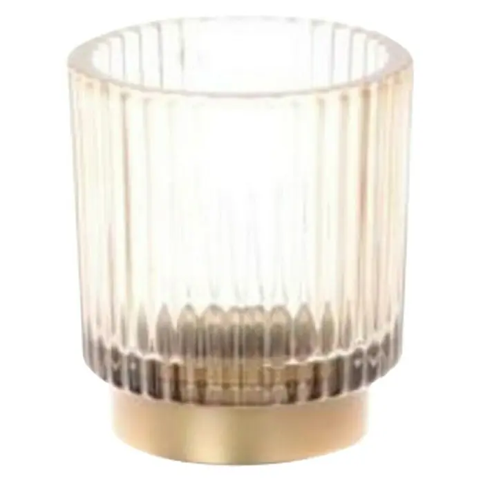 Teelichthalter Sanha - Ø x H: 9 x 10 cm, Sand, Glas - Vorderansicht