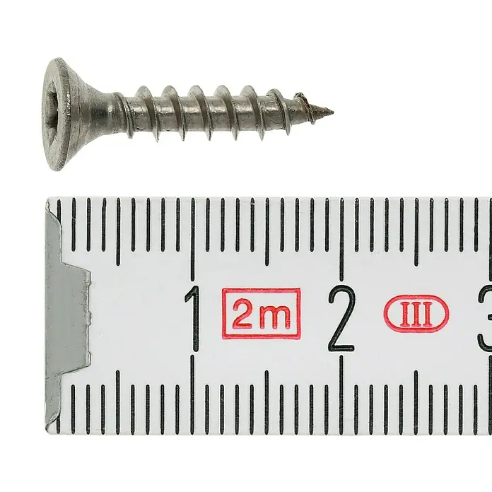 Profi Depot Spanplattenschraube A2 - Durchmesser: 4 mm, Länge: 20 mm, Edelstahl, TX für TORX-Antriebe, Vollgewinde, 200 Stk. - Draufsicht