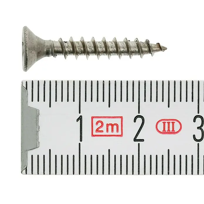 Profi Depot Spanplattenschraube A2 - Durchmesser: 4 mm, Länge: 25 mm, Edelstahl, TX für TORX-Antriebe, Vollgewinde, 200 Stk. - Draufsicht