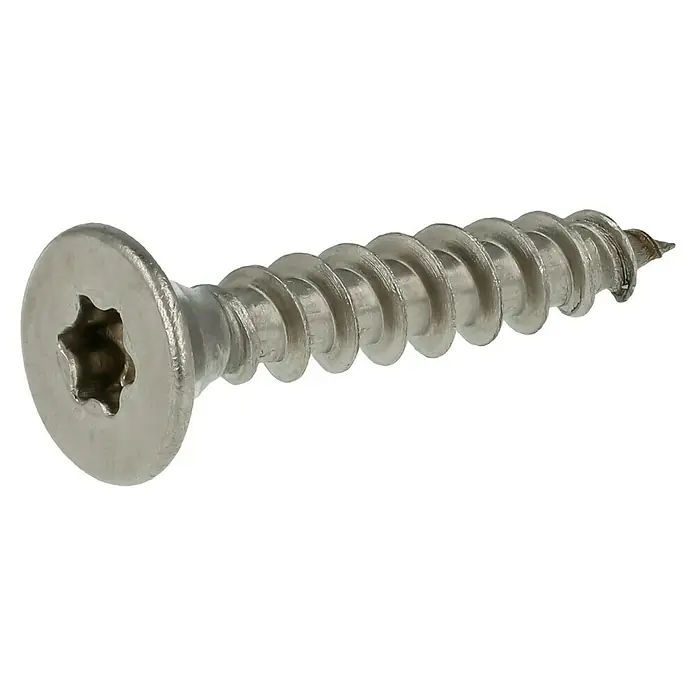 Profi Depot Spanplattenschraube A2 - Durchmesser: 4,5 mm, Länge: 25 mm, Edelstahl, TX für TORX-Antriebe, Vollgewinde, 200 Stk. - Diagonale Ansicht