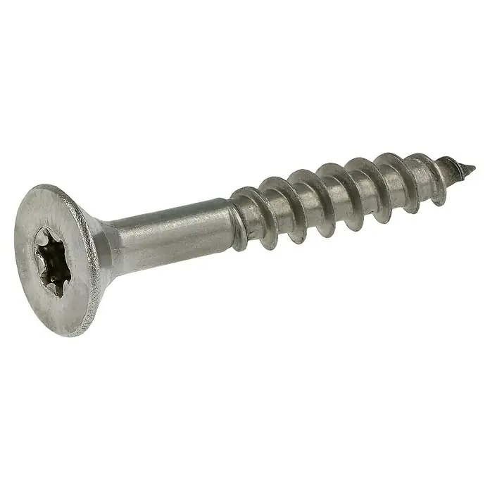 Profi Depot Spanplattenschraube A2 - Durchmesser: 6 mm, Länge: 40 mm, Edelstahl, TX für TORX-Antriebe, Teilgewinde, 100 Stk. - Diagonale Ansicht