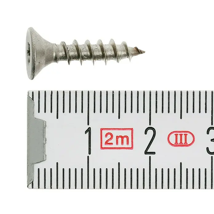 Profi Depot Spanplattenschraube A2 - Durchmesser: 4,5 mm, Länge: 20 mm, Edelstahl, TX für TORX-Antriebe, Vollgewinde, 200 Stk. - Draufsicht