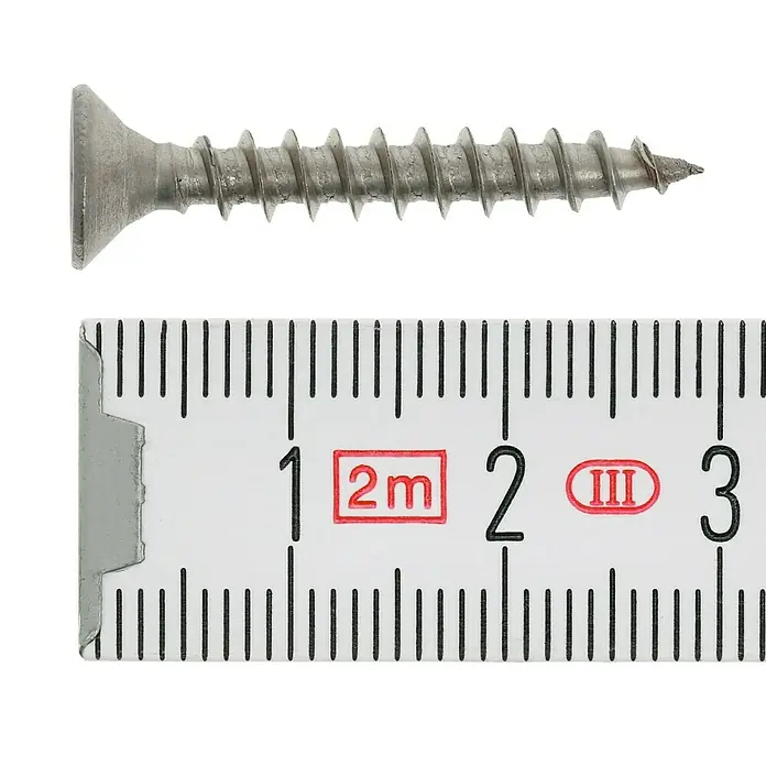 Profi Depot Spanplattenschraube A2 - Durchmesser: 4,5 mm, Länge: 30 mm, Edelstahl, TX für TORX-Antriebe, Vollgewinde, 200 Stk. - Draufsicht