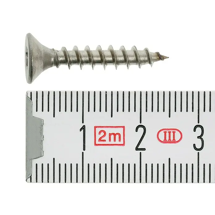 Profi Depot Spanplattenschraube A2 - Durchmesser: 4,5 mm, Länge: 25 mm, Edelstahl, TX für TORX-Antriebe, Vollgewinde, 200 Stk. - Draufsicht