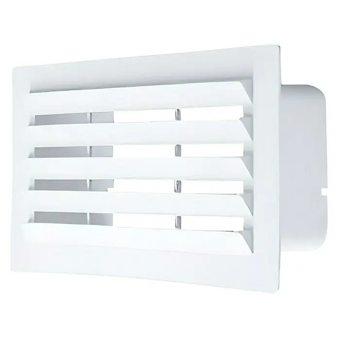 Rejilla de ventilación rectangular Tubpla - 150 x 75 mm, Blanco - Vista angular