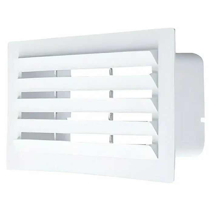 Rejilla de ventilación rectangular Tubpla - 220 x 55 mm, Blanco - Vista angular