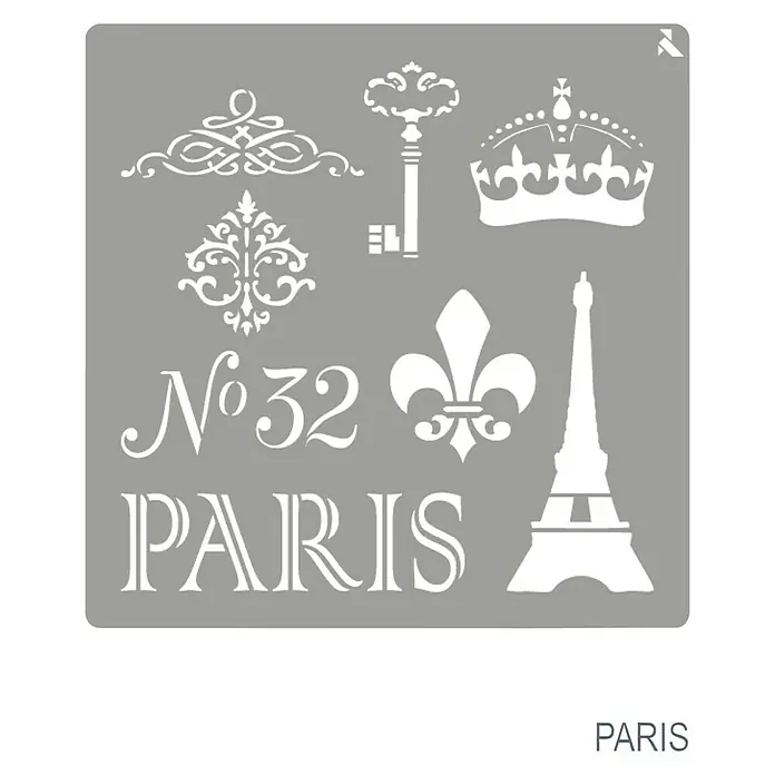La Pajarita Plantilla decorativa Stencil Paris - París, 20 x 20 cm, Plástico