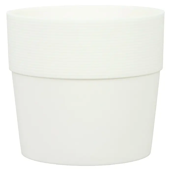 Scheurich Übertopf rund Groove - Außenmaß (Ø x H): 28,5 x 26 cm, Bianco, Kunststoff - Vorderansicht