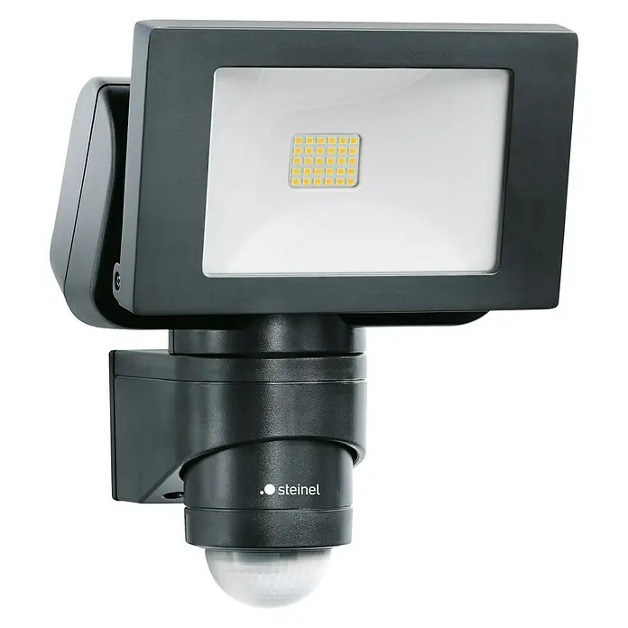 Steinel LED senzorski reflektor LS 150 - Boja: Crne boje, Boja svjetla: Neutralno bijelo, IP44 - Dijagonalni pogled