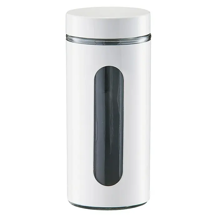 Zeller Present Bote de cocina 1200 ml - L x An x Al: 10 x 10 x 22,5 cm, Acero inoxidable, Blanco
