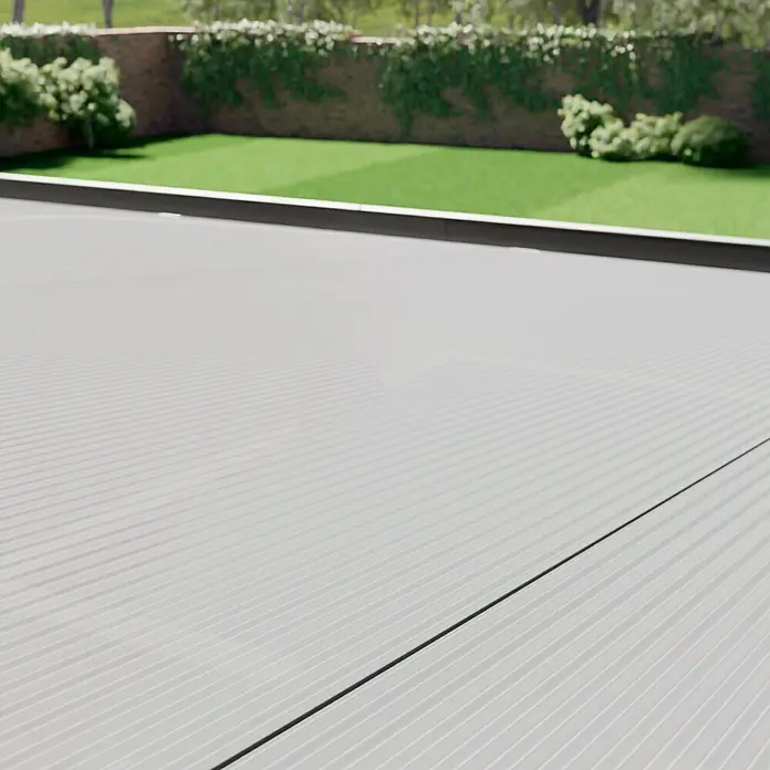 Terrassenüberdachung Compact Line - L x T: 424 cm x 250 cm, Polycarbonat, Anthrazitgrau, Transparent - Stimmungsaufnahme