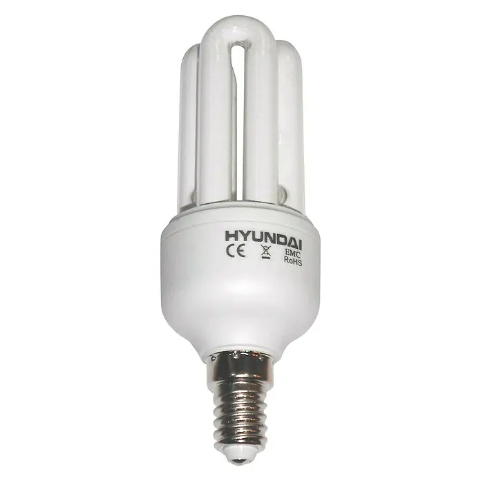 Bombilla de bajo consumo 3U - 11 W, E14, Blanco frío - Vista frontal