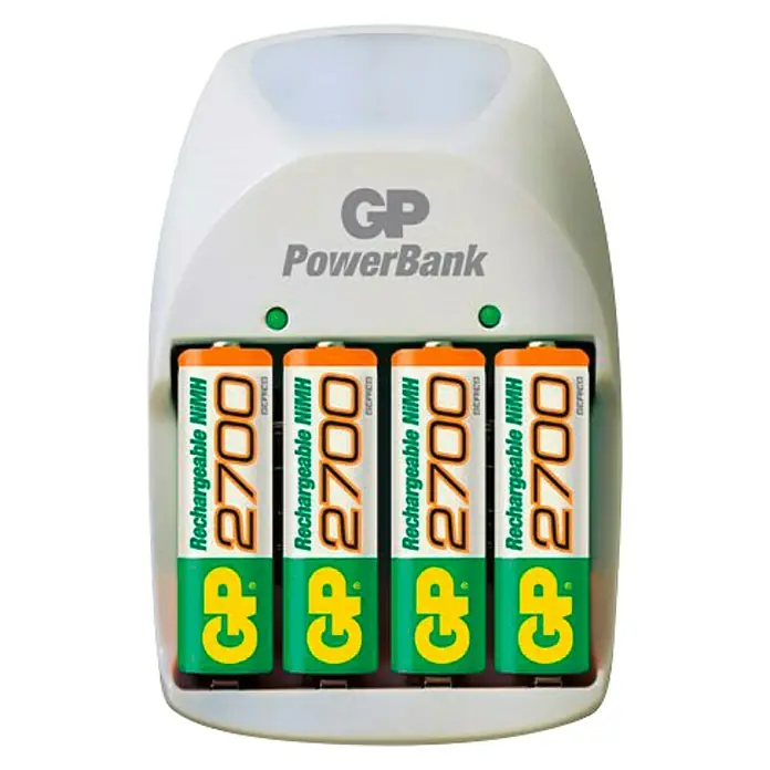 Cargador de pilas PB11GS+4GP - AA, AAA y 9v. - Vista frontal