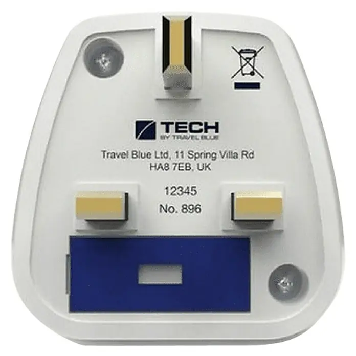 Adaptador de viaje UK - Blanco, Para interior - Vista trasera