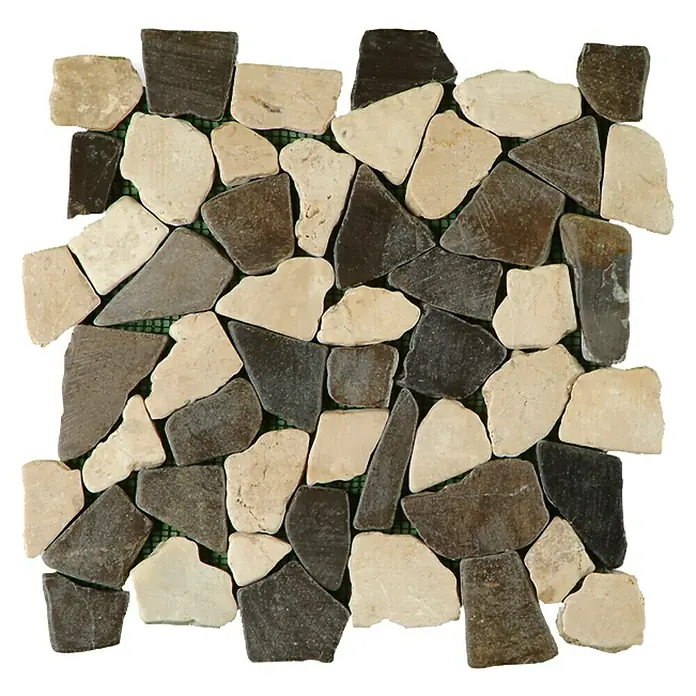 Baldosa de mosaico Rocaplana Zebra - 30 x 30 cm, Piedra natural, Negro/Beige