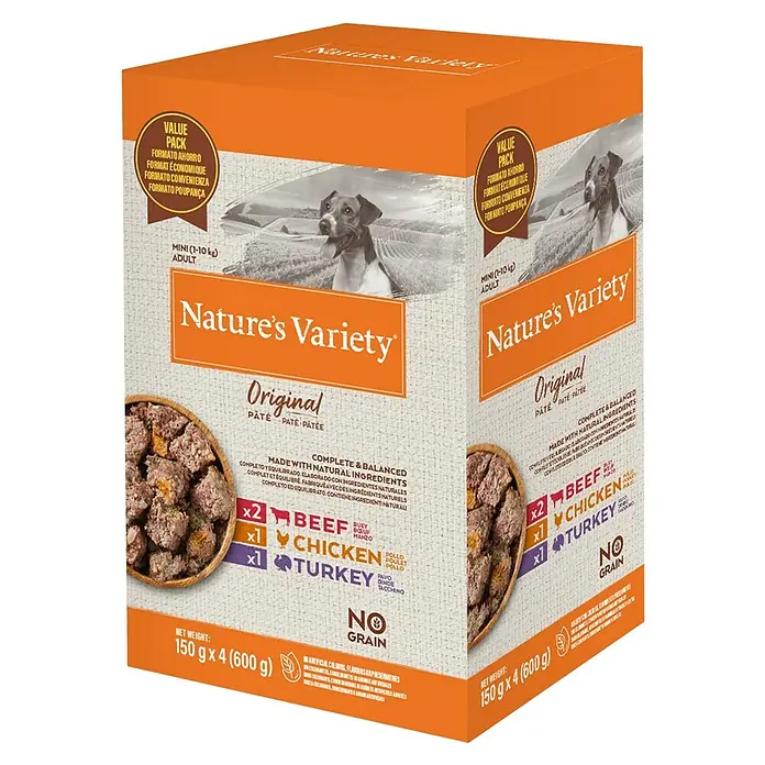 Nature's Variety Comida húmeda para perros Original Multipack - 600 g, Alimentos suplementarios - Vista angular