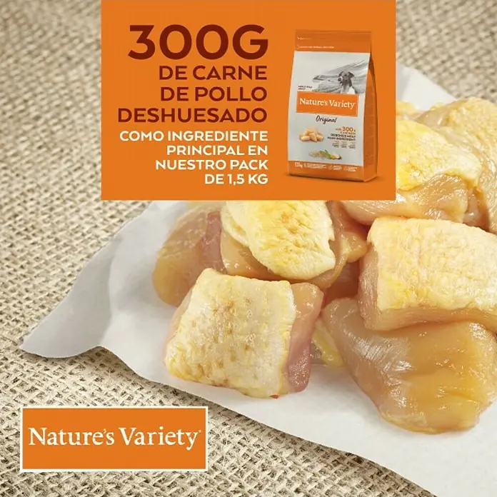Nature's Variety Pienso seco para perros Original Adult Mini - 1,5 kg, Pollo - Información del producto