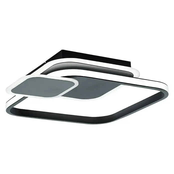 Eglo LED-Deckenleuchte Capraggia - 18,5 W, L x B x H: 45 x 40,5 x 6 cm, Schwarz/Weiß, Warmweiß - Diagonale Ansicht