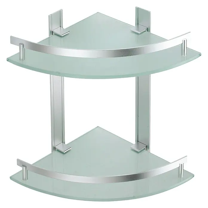 MSV Tabarca Estante para baño - Ancho: 24 cm, 2 estantes, Aluminio, Acero inoxidable