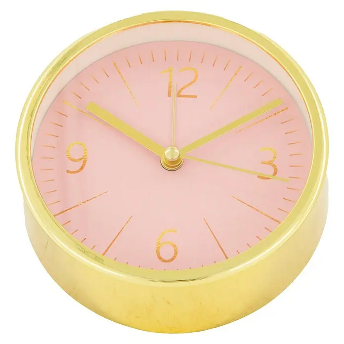 Wanduhr rund - Pink/Gold, Durchmesser: 11 cm - Ansicht von oben
