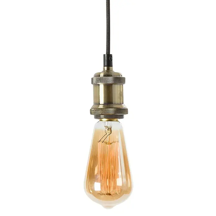 Schuller Lámpara colgante Cuero - 40 W, L x An x Al: 5 x 5 x 96 cm, Oro, E27