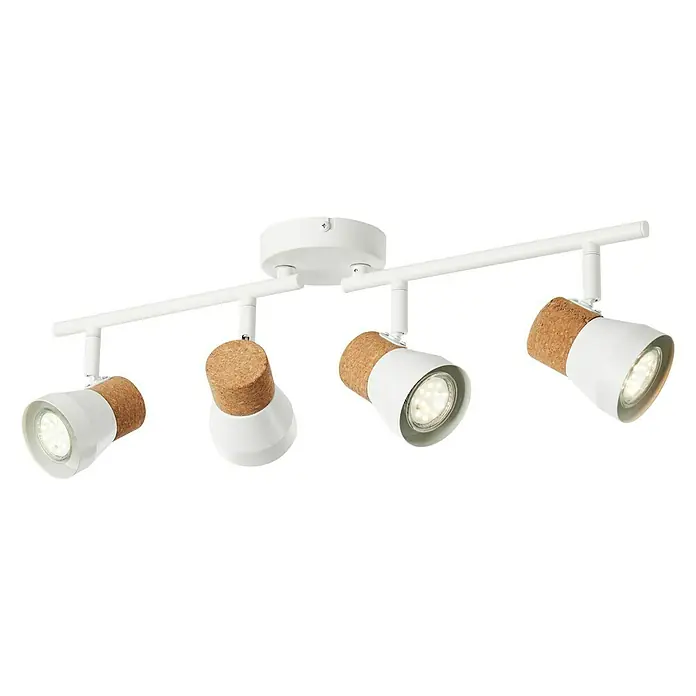 Brilliant Moka Deckenstrahler - 10 W, L x B x H: 10 x 61 x 16,5 cm, Weiß, GU10, 4 Stk. - Diagonale Ansicht
