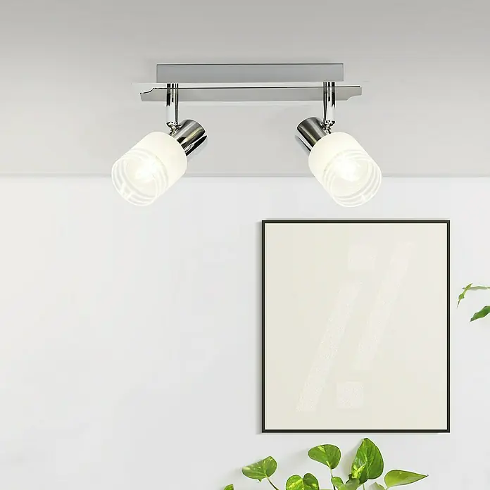 Brilliant Lea Deckenstrahler - 4 W, L x B x H: 7 x 34,5 x 14,5 cm, Eisen/Chrom, E14, 2 Stk. - Stimmungsaufnahme